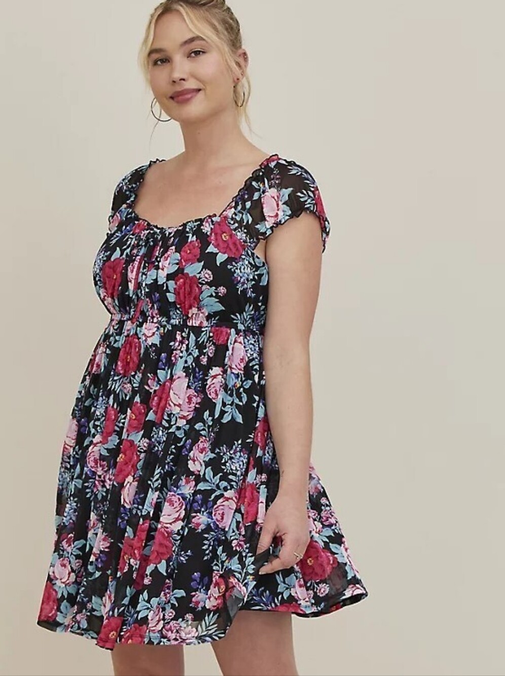 Torrid Black Floral Mesh Mini Dress Size 3
